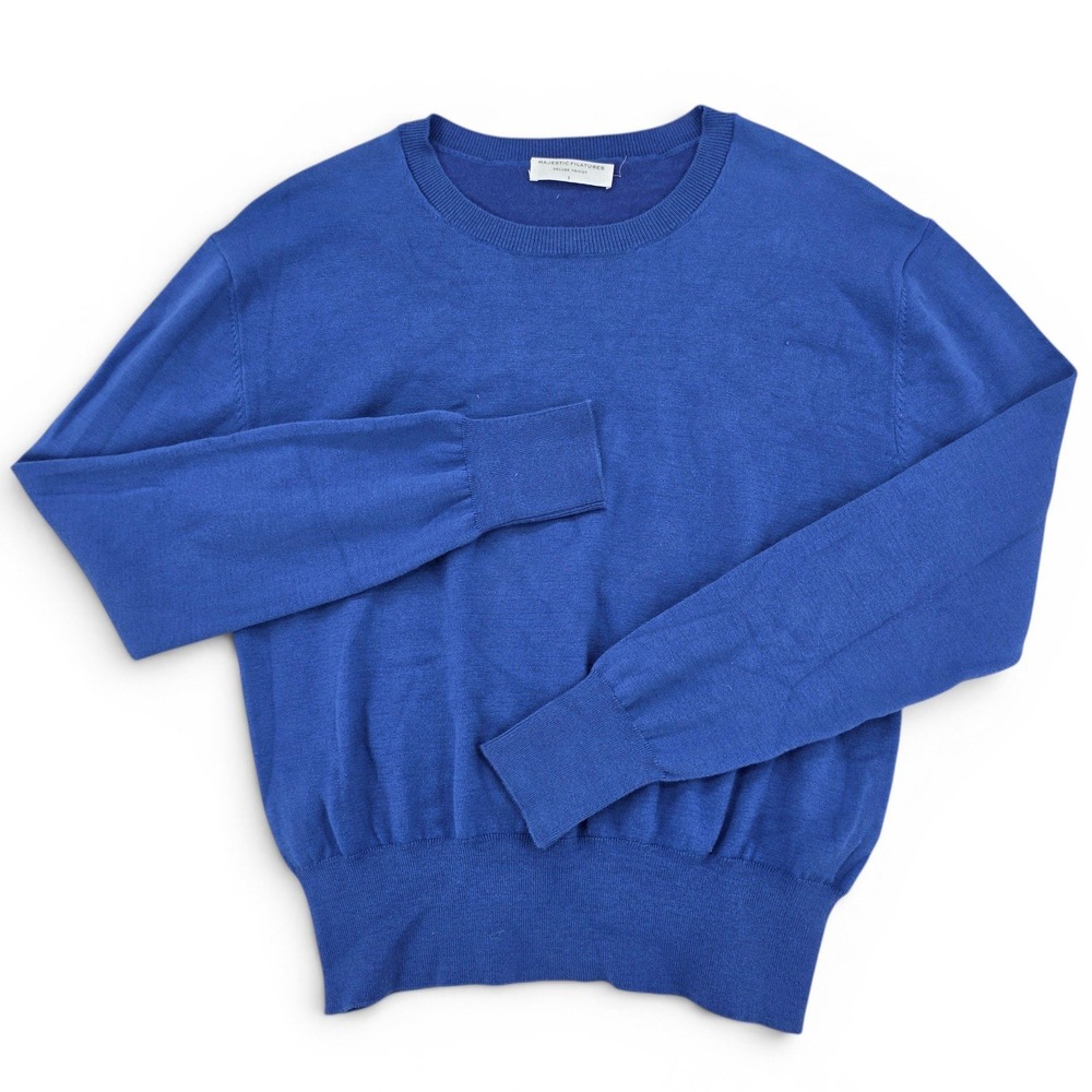 Majestic Filatures Blue Organic Cotton Sweater F 1 US S Quiet Luxury French Knit